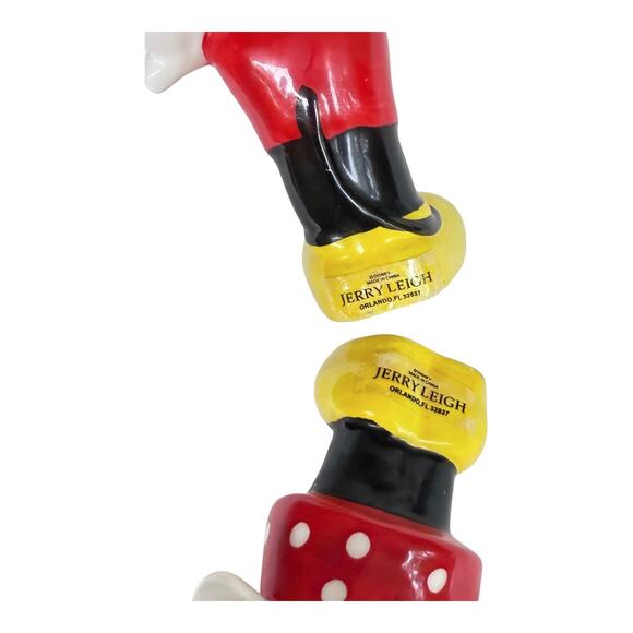 Disney Minnie & Mickey Mouse Kissing SALT & PEPPER SHAKERS LARGE 5" Jerry Leigh - Picture 8 of 13